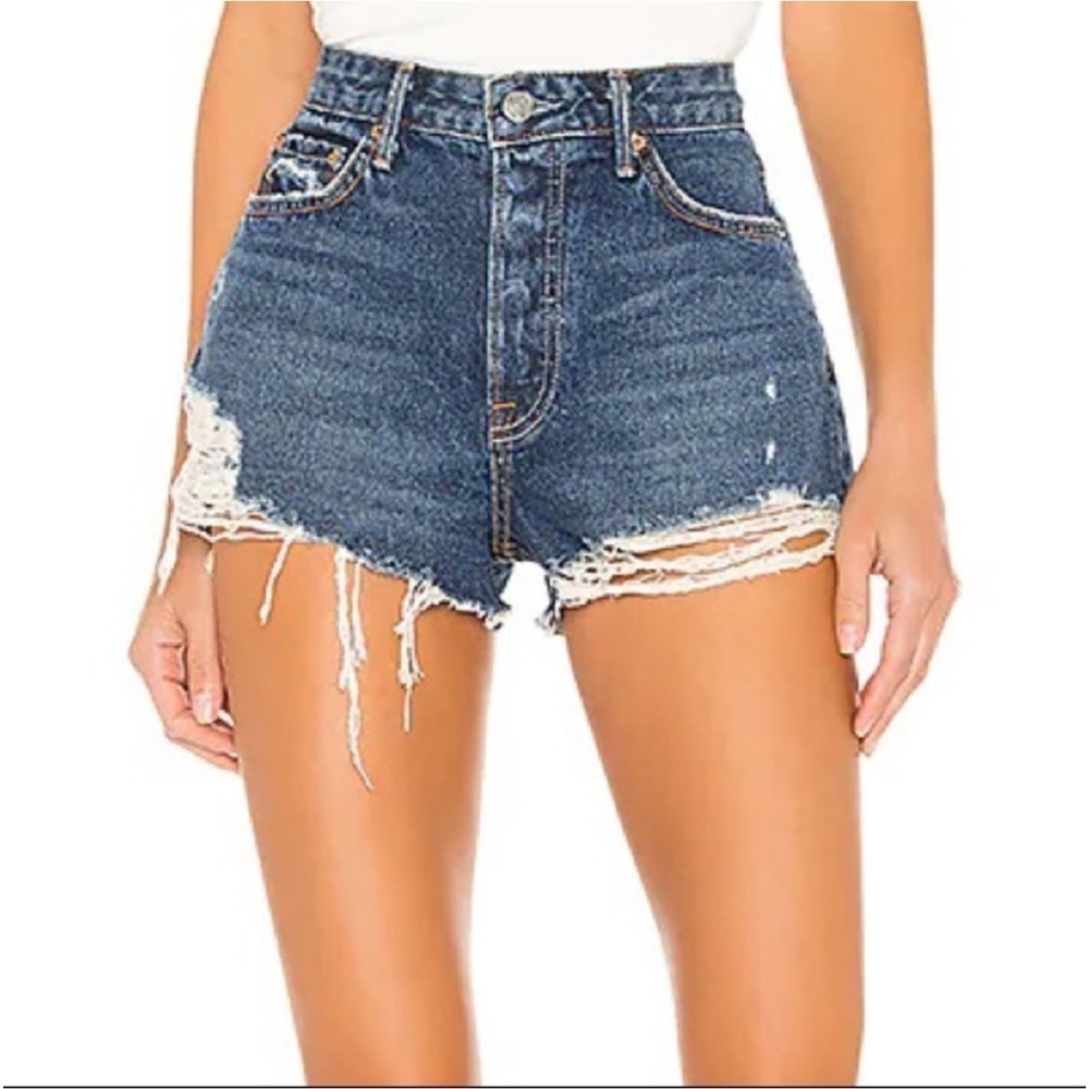 New GRLFRND Cindy Cut Off Distressed Jean Short in All Shook Up Size 24